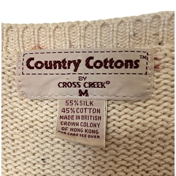 Country Cottons Cross Creek Men's Sweater Vest Cream Size M Silk Cotton Blend - Picture 4 of 8
